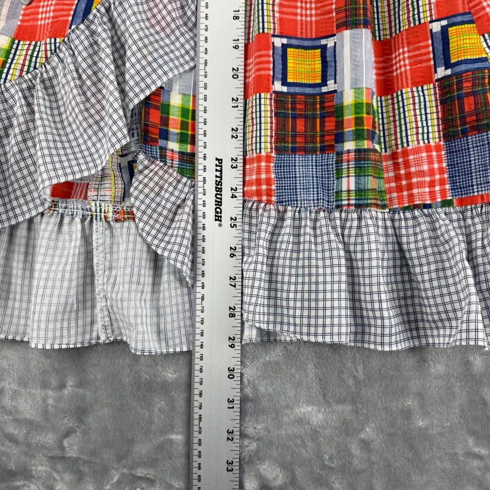 Vintage 70's Patchwork Plaid Ruffle Midi Skirt Boho Romantic Folk, High Waist - Picture 7 of 15